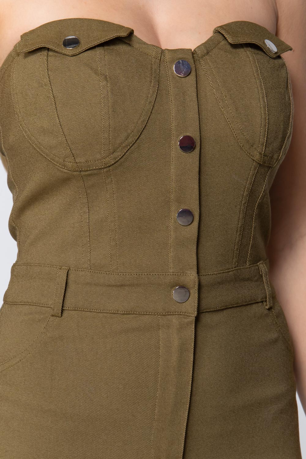THE LENA Strapless Button Down Mini Dress
