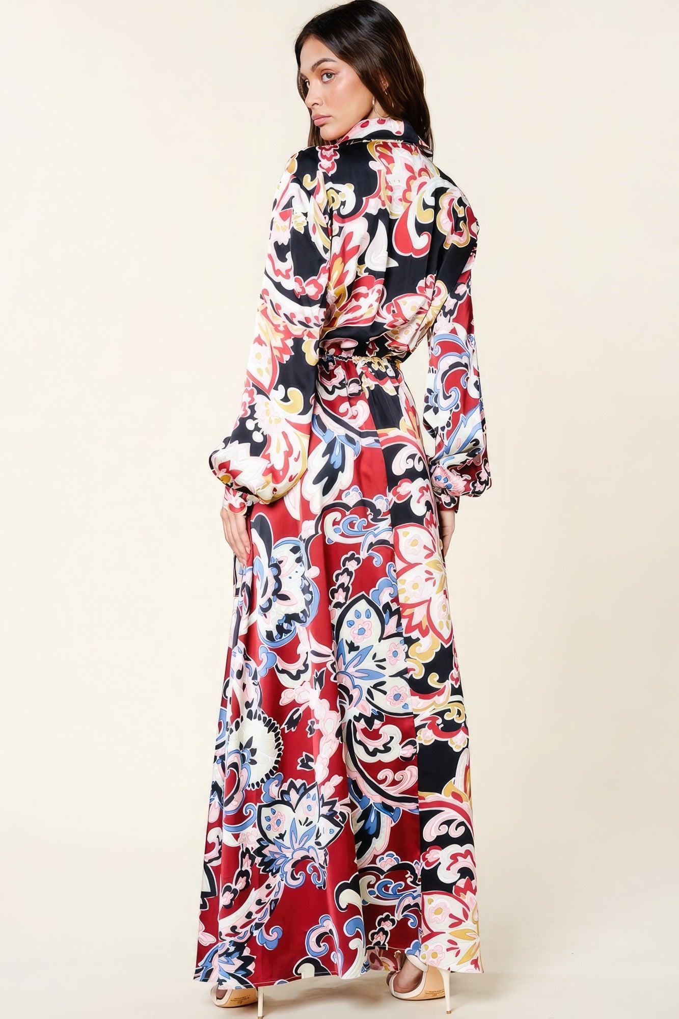 THE SAVANNAH Color Block Printed V Neck Dress