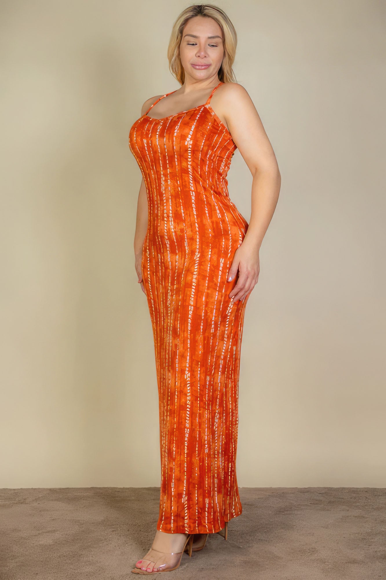 THE TATIANNA Plus Size Tie Dye Printed Cami Bodycon Maxi Dress