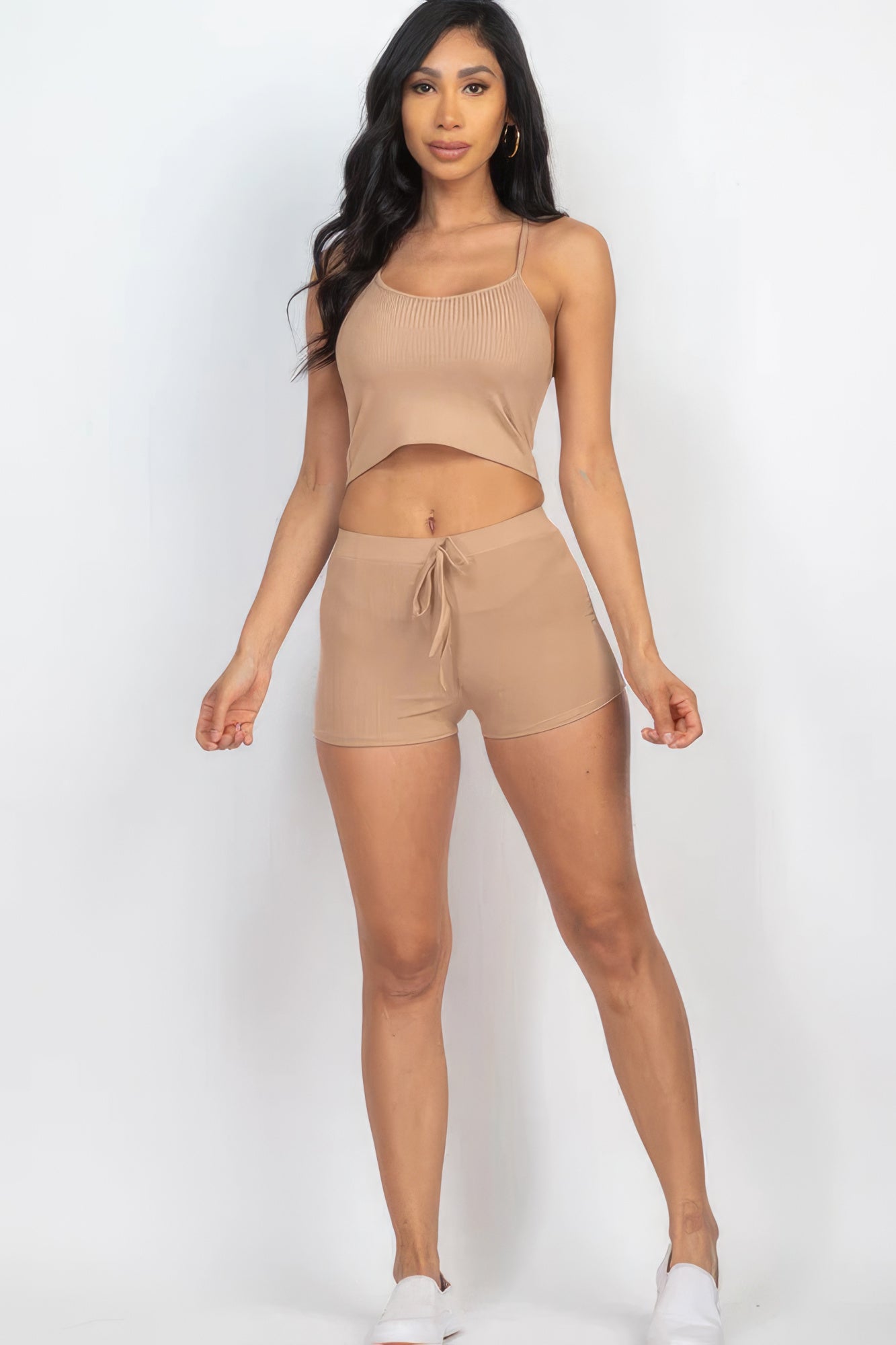 THE ROBYN Ribbed Crop Cami Top & Shorts Set